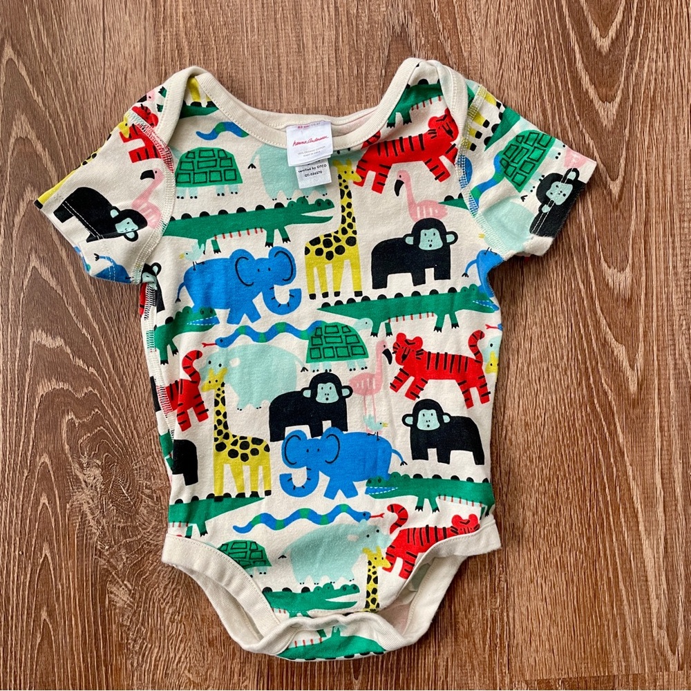 Hanna Andersson Multicolor Zoo Animal Print Bodysuit Onesie 2T